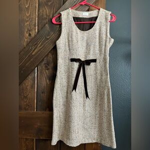 Elegant Cream Tweed Dress with Brown Accents